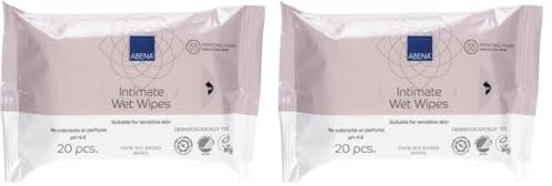 Abena Intimate Wipes | Pack of 40 Body Wipes | Intimate Wipes for Women and Men | Compostable Antibacterial Body Wipes | Fragrance Free | Dermatologically Tested