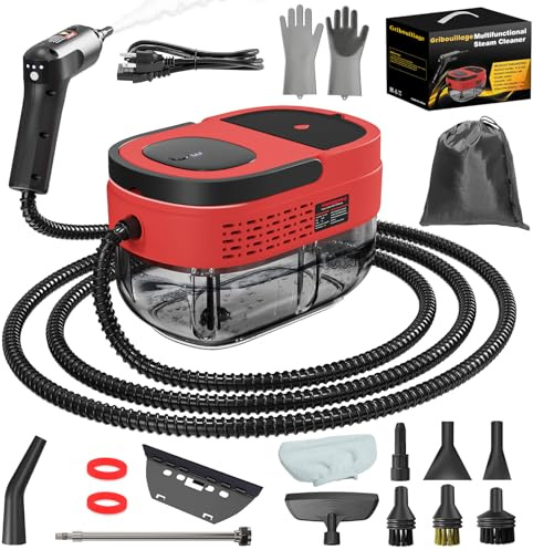 Nettoyeur vapeur à main pour la maison, machine pressurisée à haute température de 2500 W, réservoir d'eau de 1,6 L, sortie de vapeur contrôlée par poignée, vaporisateur de nettoyage portable pour