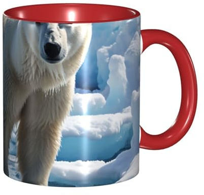 LKVNSWERT Tasse à café en porcelaine de 325 ml avec poignée, tasse à café glacé en forme d'ours polaire pour le bureau et la maison, tasse à café latte pour café, thé et lait, tasses à thé colorées en