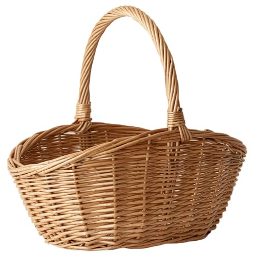 Hintyne Panier en Osier avec poignée paniers de Pique-Nique en Osier tissé de capacité pour Fruits légumes Fleurs Organisation paniers Pique-Nique en