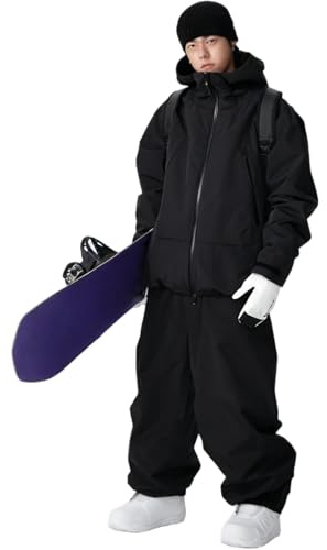 Herren Damen Skijacke & Skihose Set Skianzug 2 teilig Schneeanzug Wassersäule Schneejacke Atmungsaktiv Trägern Winddichte Schneehose zum Skifahren Snowboarden