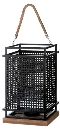 Casablanca Windlicht Metall Geflecht - rechteckig - schwarz - Höhe 40cm x Breite 23cm - Laterne