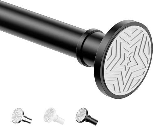 Duschstange zum Klemmen, rostfreier Edelstahl, 28mm, Länge 76-340cm. Duschvorhangstange ohne Bohren & Gardinenstange ohne Bohren – perfekt für Mieter, Bad, Fenster, Kleiderschrank (Schwarz)