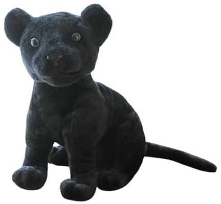 JIIENO Plüschtier Schneeleopard,Realistische Löwe Tiger Schwarzer Panther Schneeleopard Plüschtier,Leopard Kuscheltier Gepard Klein Süßes Kawaii Stofftier,für Kinder Jungen Mädchen (27 cm,schwarz)