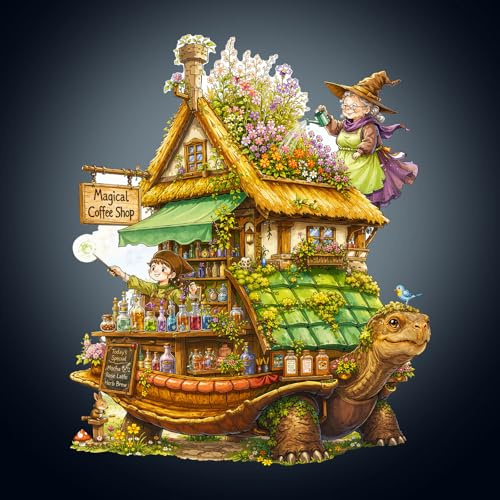 Erwachsenen Holzpuzzle, Holzpuzzle Magisches Café, Holzpuzzle für Erwachsene, Geburtstags Damen und Herren, Familienpuzzle-Spiel (L- 34 × 28,5 cm 220 Teile)