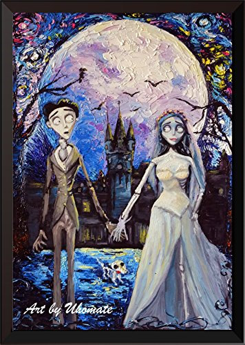 Uhomate A087 Corpse Bride Victor und Emily, Wanddekoration, Motiv: Sternennacht, Poster für Zuhause, Leinwand, Wandkunstdruck, Kinderzimmer, Wohnzimmer, Wanddekoration A087 (61 x 76 cm)