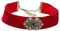 Alpenflüstern Trachten-Samt-Kropfband Ornament-Herzen - nostalgische Trachtenkette enganliegend, Kropfkette elastisch, Damen-Trachtenschmuck, Samtkropfband breit rot DHK206