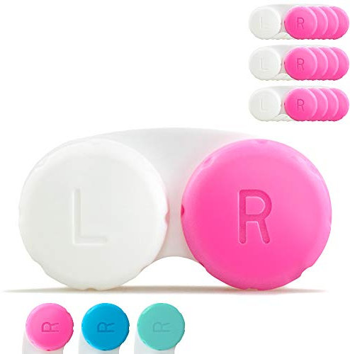 Tampen Kontaktlinsenbehälter Set · 12 Stück · Kontaktlinsendose Jahresvorrat · ideal für unterwegs · Hygiene · Rosa