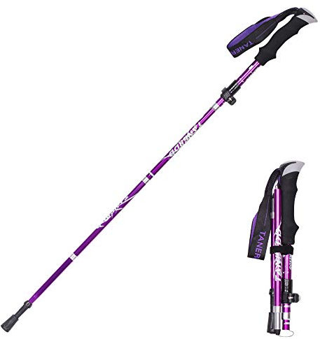 Baomasir Trekkingstock Wanderstock Gehstock – Ultraleicht, Handgelenkschlaufe größenverstellbar, ergonomischer Eva Griff schweißabsorbierend, Fitness Bergsteigen Wandertouren (Lila),