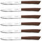 Juego de 6 cuchillos de cocina italianos (11 cm, extra afilados, cuchillo de mesa, mango ergonómico, apto para lavavajillas), color marrón