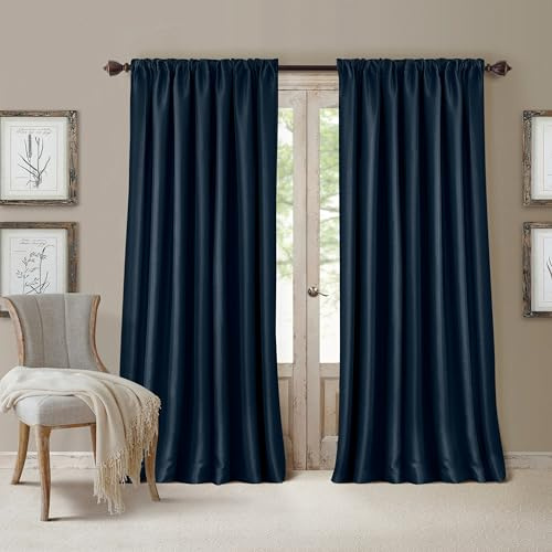 Elrene Energy Efficient Room Darkening Rod Pocket Window Panel, Polyester, Navy, 52 W x 95 L (Pack of 1)