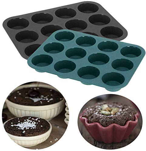 LS-LebenStil 2x 12´er Premium Silikon Muffin-Backform Set Kuchenform Muffinform Muffinförmchen Dubai Schokolade Schokoladenform für Chocolate Muffins