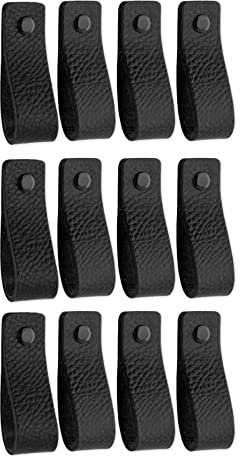 Brute Strength - Ledergriffe für Möbel - Schwarz - 24 Stück - 16,5 x 2,5 cm - Schrankgriff, Türgriff für Küche, Bad, Schränke, Kommode, Holz
