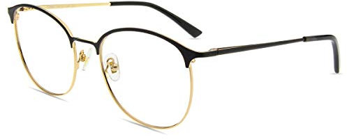Firmoo Blauichtfilter Brille Herren Entspiegelt Blaulicht Brille mit Sehstärke 1.5x Damen gegen Kopfschmerzen Augenmüdigkeit UV Schutzbrille für Bildschirme, Metall Brille (Schwarz)