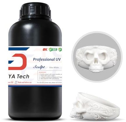 Siraya Tech Sculpt Hochtemperaturbeständiges 3D Druckerharz - Bis zu 250°C, Hohe Präzision, Kompatibel mit 8K DLP/LCD Druckern für Ingenieurwesen, Schmuck & Industrieanwendungen (Ultra Weiß, 1kg