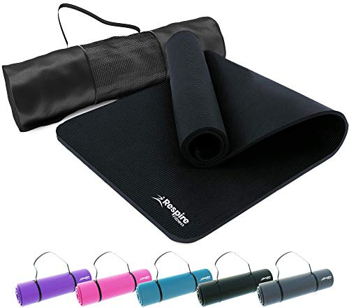 Respire Fitness Yoga Mat for Men and Women, 185 x 57 cm, Thick 8mm Cushion with Smooth and Ribbed Surfaces, Non-Slip Sweat Resistant Material for Pilates, Stretching, Fitness, and Meditation