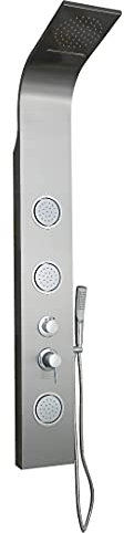 Ogomondo Pannello Colonna Doccia Joy Acciaio Inox 3 Getti Idro e Cascata H150xL20xP44 Ugelli Anticalcare