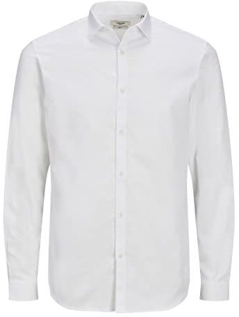 JACK & JONES Jprblacardiff Shirt L/S Noos Manches Longues, Blanc, M Homme