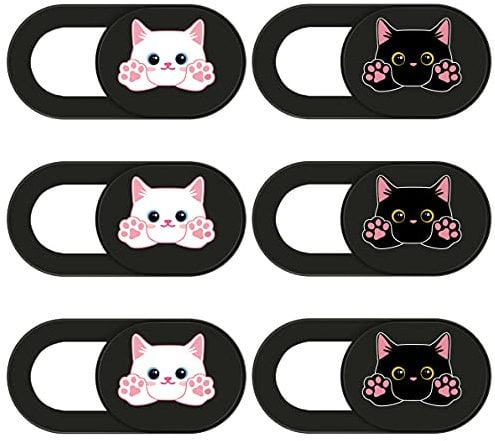 Heyu-Lotus Webcam Abdeckung, 6er-Pack Laptop Kamera Abdeckung Zubehör, Ultradünn Webcam Cover Compatible für Laptop, PC, MacBook, iMac, Computer, iPad, Smartphone(Katze)