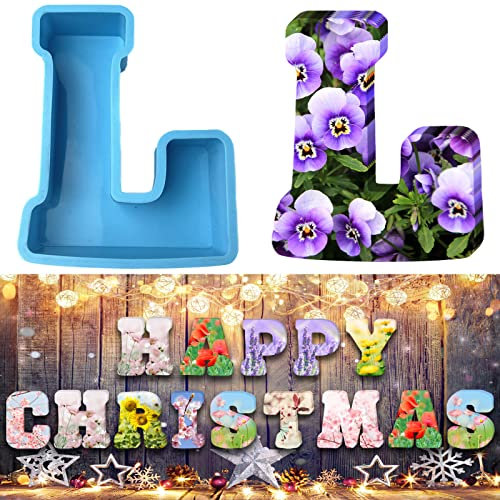 Moule en silicone 3D avec grandes lettres de l'alphabet pour résine ou pâtisserie en forme de lettre L 15,2 cm