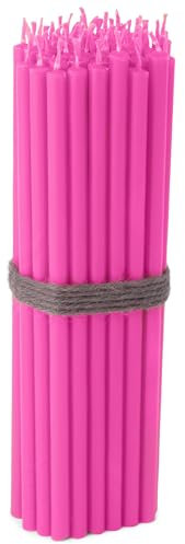 NKlaus - 50x Stabkerzen rosa Rußfrei Tropffrei dünn L 16cm Premium Paraffinwachs 36120
