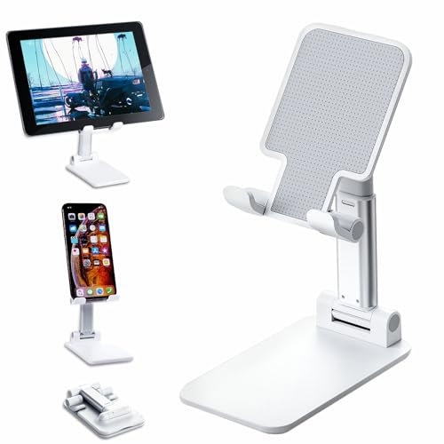 Uten Cell Phone Stand, Foldable Adjustable Cell Phone Tablet Holder, Phone Holder Compatible with All Mobile Phone, iPhone, iPad, Tablet 4-10'' Desk Accessories