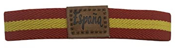 MIBANDERA Armband mit spanischer Flagge, für Herren, Damen, elastisch, Armband aus Leder, Stoff aus Spanien, 1cm x 1cm x 9cm, Leder