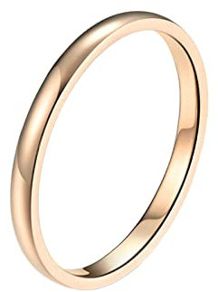 Epinki 2MM Anelli Donna Fidanzamento, Anello Impilabile Sottile Oro Rosa Anelli Fedine Uomo in Acciaio Inossidabile Misura 22