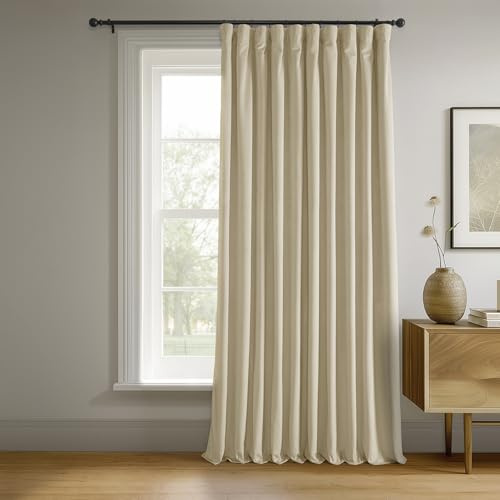 HPD Half Price Drapes Signature Velvet Thermal Blackout Curtains for Living Room 96 Inch Long (1 Panel) Rod Pocket Insulated Blackout Curtains for Bedroom Window Curtains, 100W x 96L, Neutral Ground