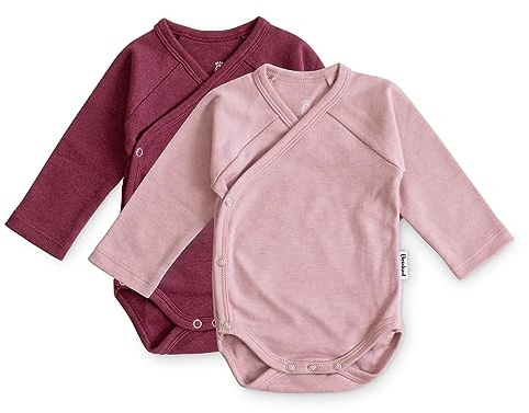 Ehrenkind® Baby-Body 2er Set | 100% Bio-Baumwolle | mit Knöpfen | Standard 100 by OEKO-TEX Body Baby | Baby Body langarm | Rose Melange + Pflaume Melange Gr. 74/80