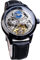 FORSINING Herren-Skelett-Mondphasenuhr, mechanisch, selbstaufziehend, Tourbillon, Dual-Zeitzonen-Uhren, automatisch, luxuriöses Lederband, großes Zifferblatt, Armbanduhr, Schwarz, Classic