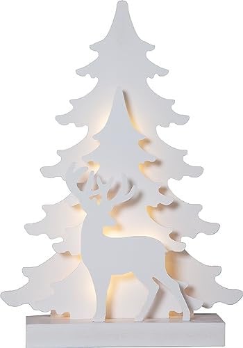 EGLO LED Weihnachtsdeko, Weihnachts-Silhouette Wald aus Holz mit Hirsch, Winterlandschaft mit Timer und batteriebetriebener Beleuchtung, warmweiß