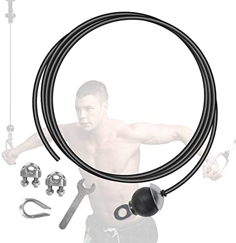 LAPONO Fitness Cavo Acciaio Corda di Filo Palestra in Fune Rivestito Pesante Casa Cavi Multifunzione Accessori Attrezzature Puleggia Corde d'Acciaio Lunghezza Regolabile(3m con Sfera Gravita)