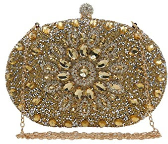 CORIOS Bolsa de Noche Pequeña para Mujer Bolso de Fiesta Diamantes de Imitación Clutch Bolso de Hombro Bolso de Boda Elegante Bolsos Bandolera para Fiesta de Graduación Banquete Boda Oro