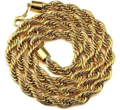 KnSam Edelstahl Kordelkette 75 cm, Kette Herren Zopfkette Breit 6/ 9MM Hip Hop Edelstahlketten Schmuck