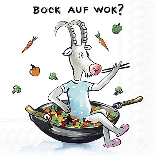 IHR Ideal Home Range - Papierservietten BOCK AUF WOK 20 St. Lunch-Servietten 33 cm x 33 cm