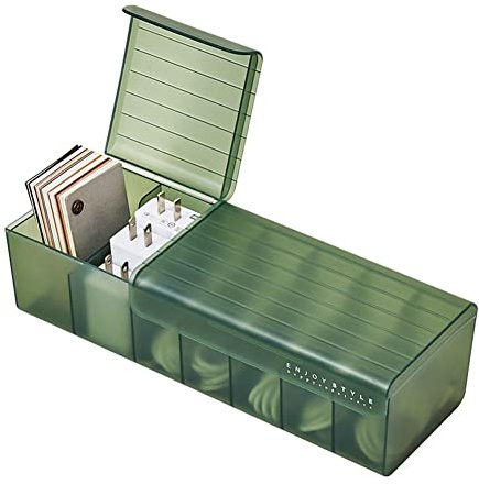 Kabel Aufbewahrungsbox,Ladekabel Organizer Box mit 7 Fächer,Kabel Sortieren Cable Organizer,Kabel Management Box mit Deckel,Usb Aufbewahrungsbox für Schreibtisch，Aufbewahrung,Büro,Heimgebrauch (Grün)