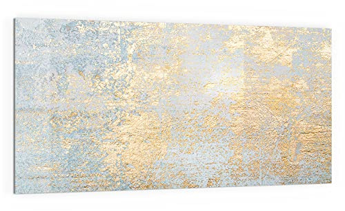 DEQORI Küchenrückwand Glas | Motiv Wand mit Gold-Struktur | 100x50 cm | Bad- oder Herd-Rückwand | Herdblende Spritzschutz für Küche & Badezimmer | moderne Deko für Fliesenspiegel