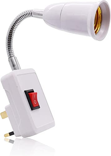 Screw UK Plug in Light Bulb Kit E27 Lamp Fitting Switch Socket Holder,E27 Extension Bulb Socket Adapter with On/Off Switch Flexible Extension Adapter Converter Screw Socket + Switch