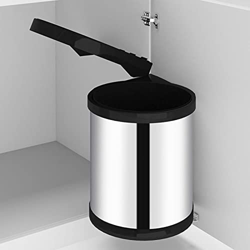 Tidyard Poubelle Intégrée de Cuisine Poubelle Encastrable, Poubelle de Recyclage Amovible Acier Inoxydable 12 L