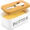 Ceramic Butter Dish with Lid and Knife, 650ML Airtight Butter Keeper with Silicone Sealing, Airtight Butter Dish Butter Holder with Covers, Butter Box Use to Storage Home Made Butter, Nuts and Cheese
