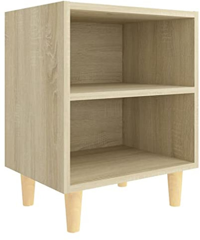 vidaXL Table de Chevet avec Pieds en Bois Table de Nuit Armoire de Chevet Armoire de Lit Chambre à Coucher Maison Intérieur Chêne Sonoma 40x30x50 cm