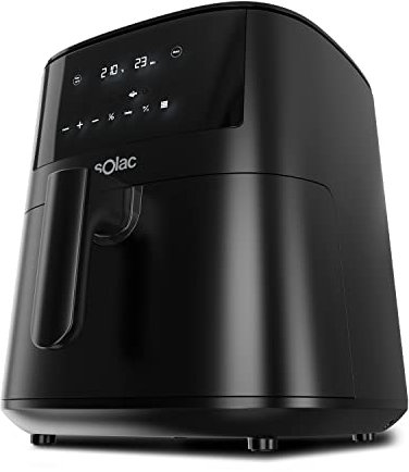 Solac - Freidora de Aire sin aceite Léviter 7L | 1650W | 11 menús | Antiadherente | Air Fryer 40-200º | Panel control táctil multifunción | Apta lavavajillas | Programable Temporizador| Negro