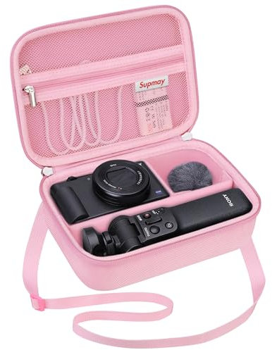 Supmay Hard Travel Case for Sony ZV-1F / ZV-1 / ZV-1 II Digital Camera, Protective Cases Bag Fits Vlogger Accessory Kit Tripod and Microphone, Extra Zipper Pocket fit Battery Charger, Pink