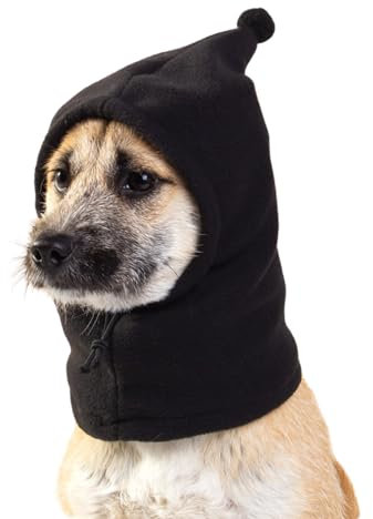 BT Bear Plush Hund Mütze, Warmer Ohrenschutz für Haustiere, Winter Kopfbedeckung mit Geräuschschutz für Kleine und Mittlere Hunde (Schwarz, S)