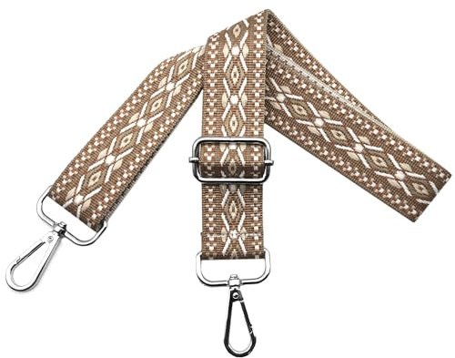 Verstellbarer Schultergurt für Taschen Damen Tragegurt, Taschengurte zum Wechseln, Taschengurt Breit 3.8cm mit Silber Karabiner, Schulterriemen für Schultertasche Handtaschen, Hellbraun, N6
