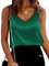 Ekouaer Camiseta Sin Mangas de Verano para Mujer de Moda Blusa Top de Satén Camiseta Top Verde