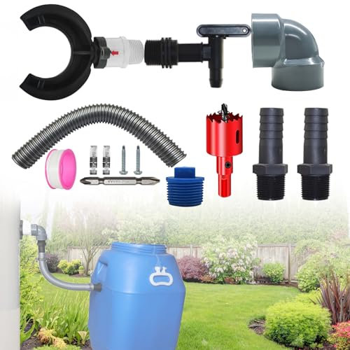 Regenwassersammler 70-100mm Fallrohr Regensammler mit Schlauch & Auslaufhahn für Regentonne, Regensammler Speedy Regentonnen Anschluss Regendieb Regentonnen Verbinder, mit Montagezubehör (100CM)