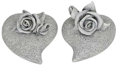 RiloStore 2 STK Grabdeko Herz mit Rose Grabschmuck ps538 Trauerdeko Herzen mit Rosen Grabdekoration Beerdigung Grabdeko Trauerdekoration Grabstein Andacht Grabherz