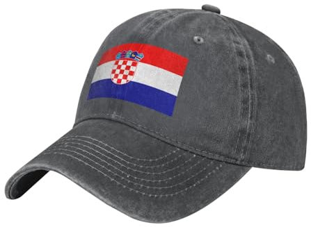 Republik Kroatien Flagge Gewaschene Cowboy Baseballkappe für Erwachsene - Stilvolle und atmungsaktive Mütze mit verstellbarem Riemen, dunkelgrau (Deep Heather), Einheitsgr��e